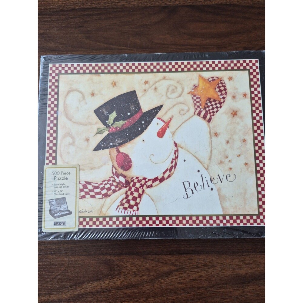 Lang 500 Piece Jigsaw Puzzle Snowman Believe Winter Artwork Dan DiPaolo Sealed